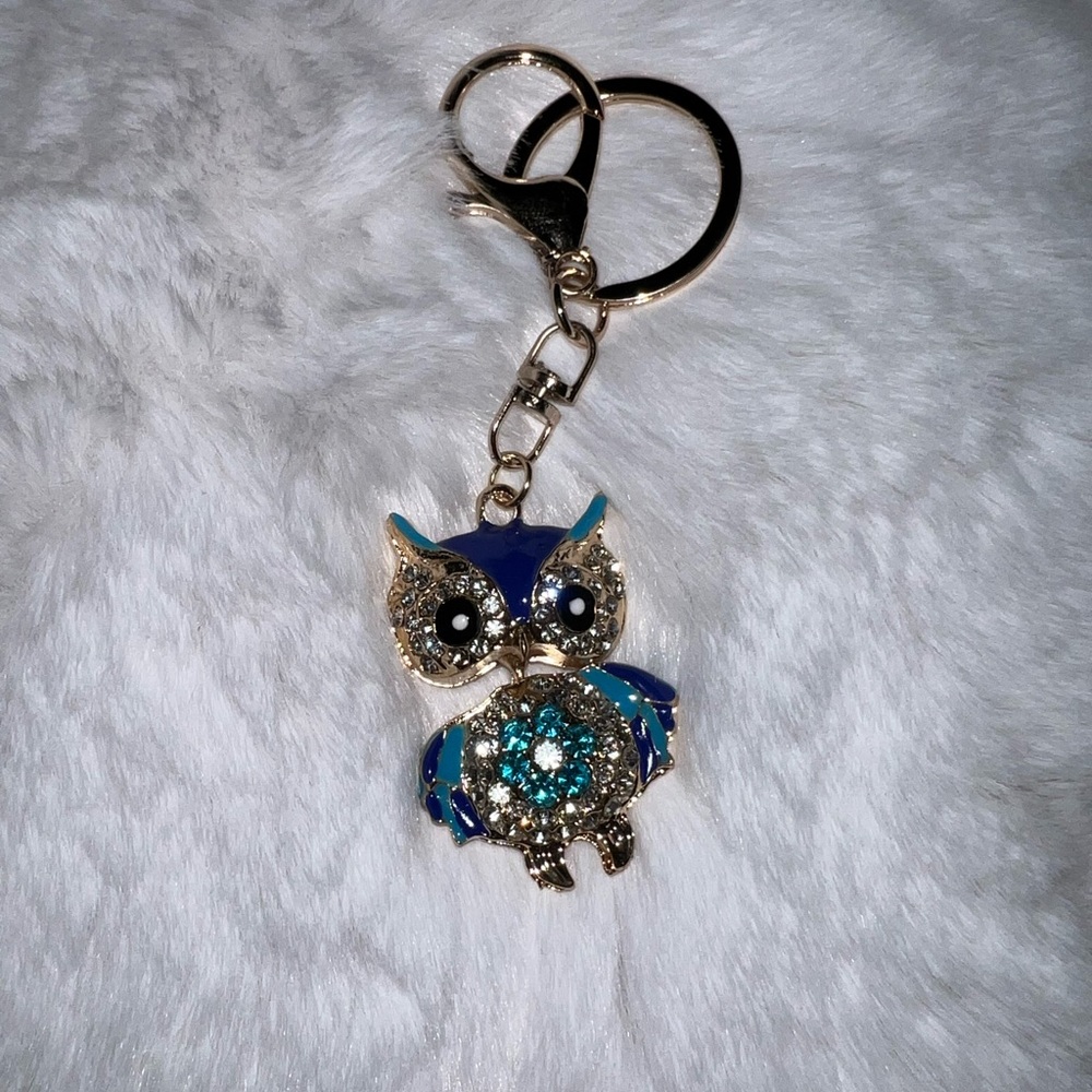 4/$10 Bundle Sale: Lovely Owl Rhinestone Crystal Keyring